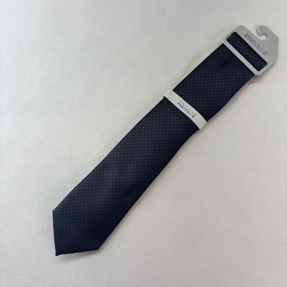 Perry Ellis Portfolio Men's Navy Blue‎ Dotted Necktie Formal Business New NWT